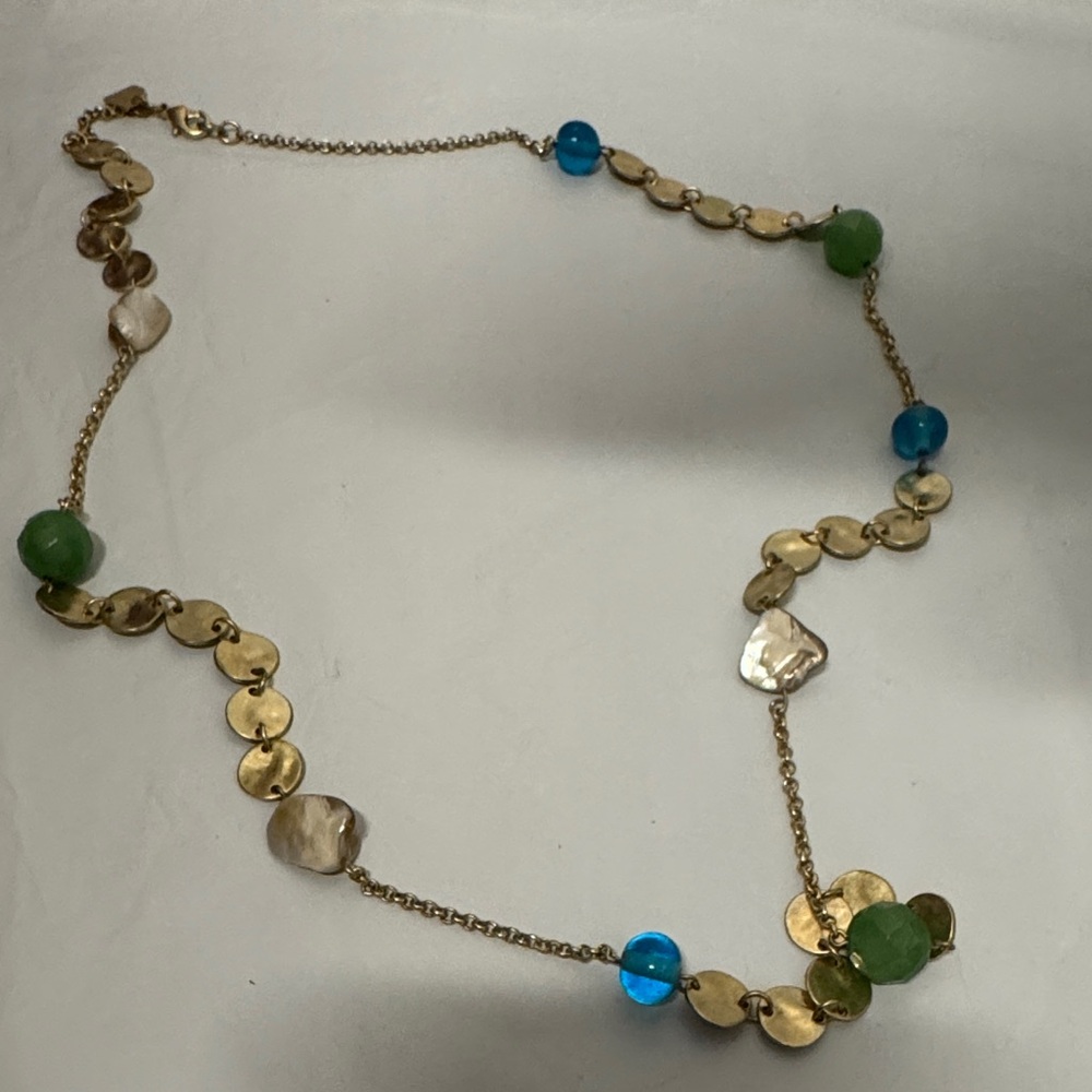 Park Lane Vintage Gold tone “ocean treasures” Beads & seashell Necklace 34” long